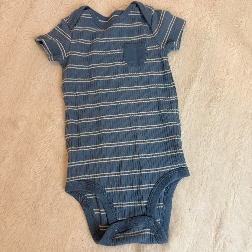 Carter’s Baby Boy 6 months Outfit Pants Bodysuit Blue Stripe Ribbed